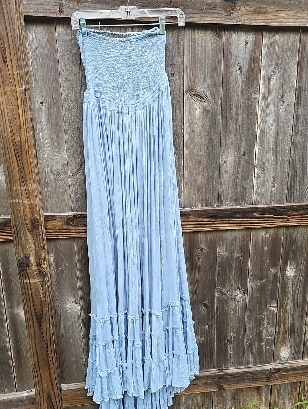 Free People Extratropical Dress Light Blue Boho Smocked Maxi Skirt